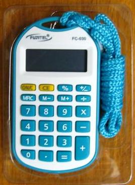 CALCULATOR แบบพกพา Fujitel สีฟ้า สามารถห้อยคอได้ 