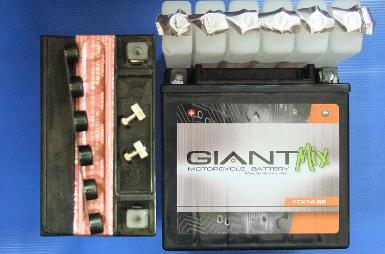 แบตเตอรี่กึ่งแห้ง ยี่ห้อGIANT Mix เบอร์ YTX14-BS(12V14Ah)