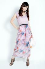 Maxi Modern Pink Flowers Dress