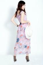 Maxi Modern Pink Flowers Dress