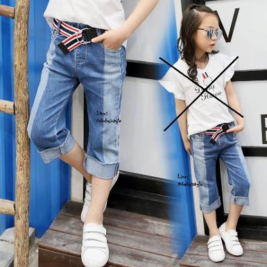  Sales เด็กโต-กางเกงยีนส์สีทูโทน 3 ส่วนพับขาเบิ้ล(ไม่มีเข็มขัด)ไซส์ 140/150 รหัส KKK710