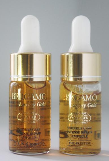 BERGAMO Luxury Gold Collagen&Caviar ทองคำ 1 คู่ เซรั่มเข้มข้นเพื่อการบำรุงผิวที่มีริ้วรอย