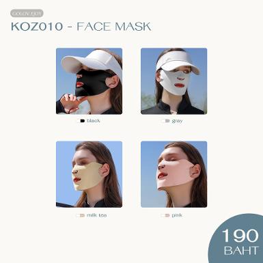 รหัสสินค้า KOZ010 หน้ากากปิดหน้ากันแดดกันแสงยูวี คุณสมบัติ: 1.การป้องกันแสงแดดที่หน้าผากปีก