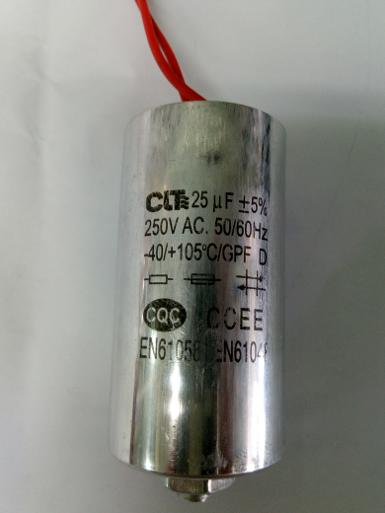 คาปาซิเตอร์25 uF +5% 250V AC. 50/60Hz -40/+105(สินค้าหมด)